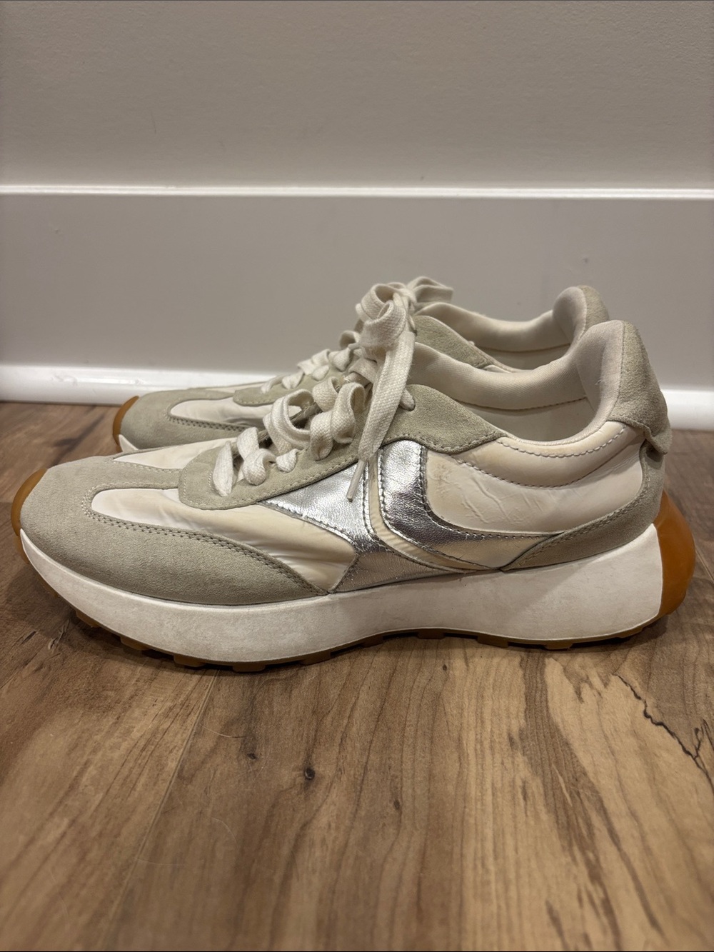Steve Madden Casual White and Light Gray Suede Sneakers